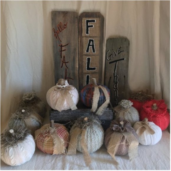 Handmade Rustic plaid Country Farmhouse Pumpkin - Picture 4 of 4